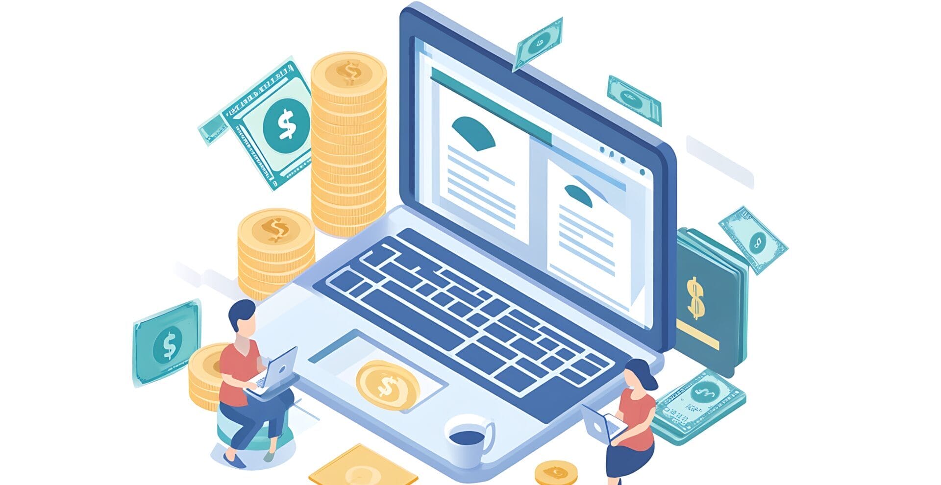 AI-generated graphic of professionals using billing software